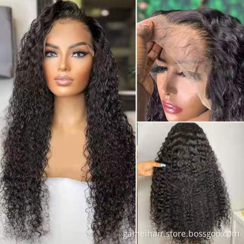 Wholesale HD Transparent Lace 100% Human Hair water Wave Wig Brazilian Hair Water Wave Lace Front Wigs With Baby Hair